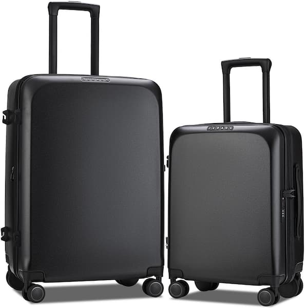 VERAGE 20/24 in. Black Suitcases Sets with Spinner Wheels