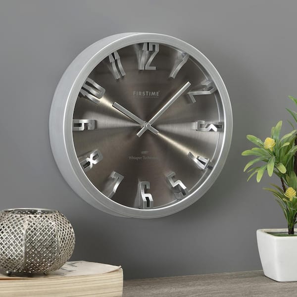 FirsTime & Co. 10 in. H Steel Dimension Wall Clock