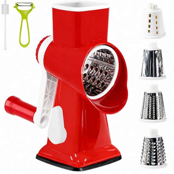 Rotary Cheese Grater with Ergonomic Handle, Stainless Steel Drum for Slicing Cheese, Vegetables, and Nuts