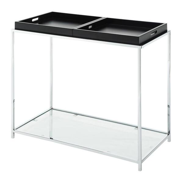 Convenience Concepts Palm Beach 35 in. Chrome Standard Rectangle Glass Console Table
