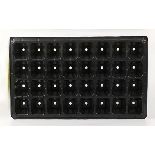 Wellco 32-Cell Black PVC Seedling Tray for Efficient Plant Growth (2-Pack)