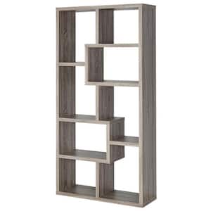 70.75 in. Gray Wood 8-shelf Accent Bookcase