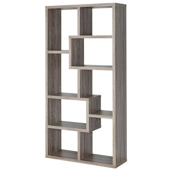 Benjara 70.75 in. Gray Wood 8-shelf Accent Bookcase