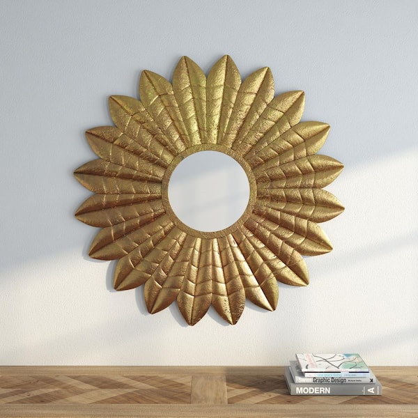 Safavieh Deco Leaf 36 in. H x 36 in. W Round Framed Mirror