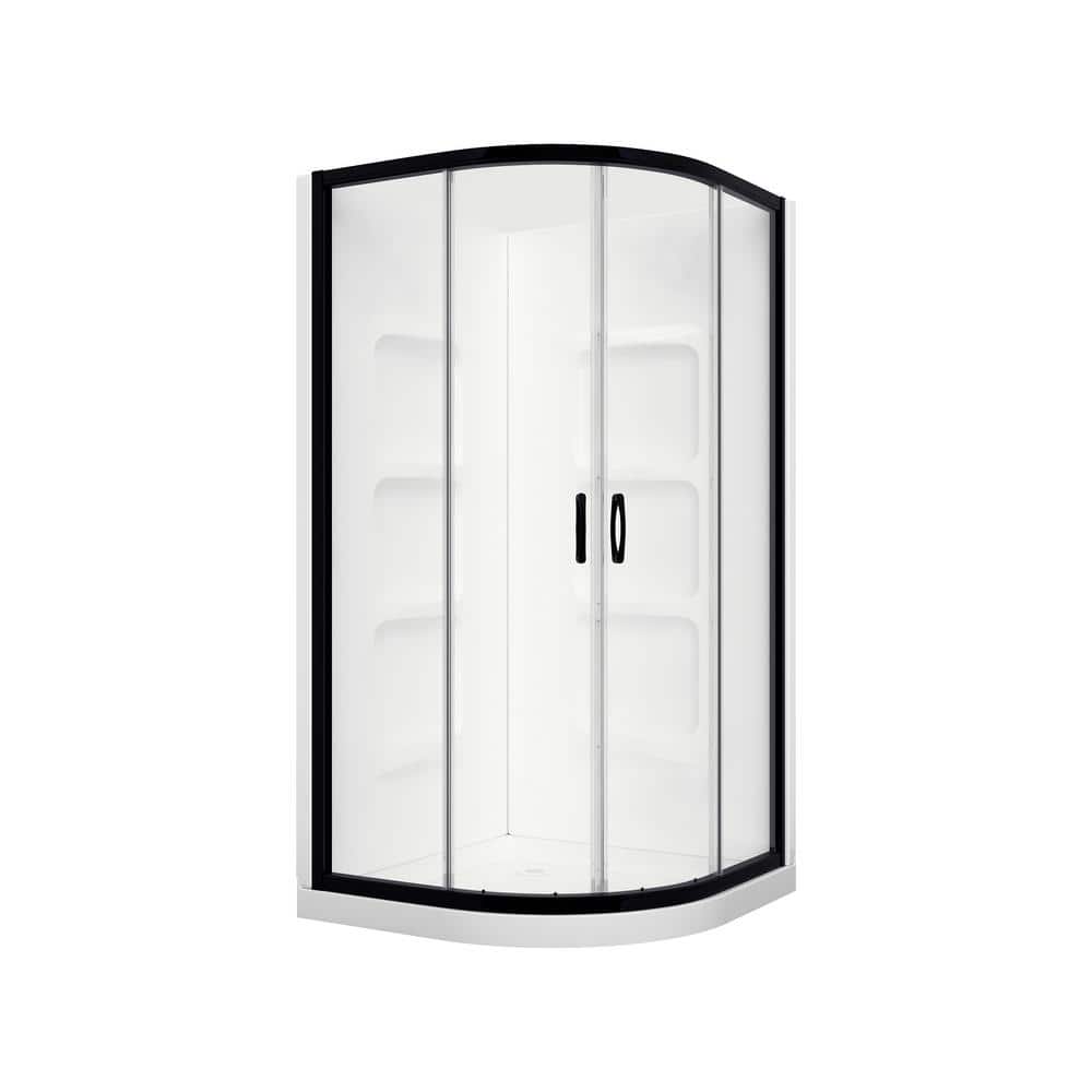 38'' x 38'' Matte Black Framed Round Shower Enclosure