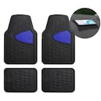 Blue 4-Piece Premium Liners Tall Channel Trimmable Rubber Car Floor Mats - Full Set