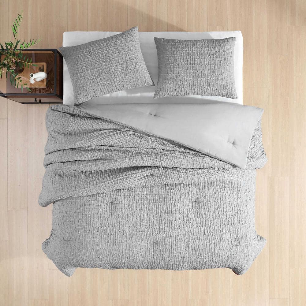 Gray Organic Microfiber Full Reversible Comforter Set