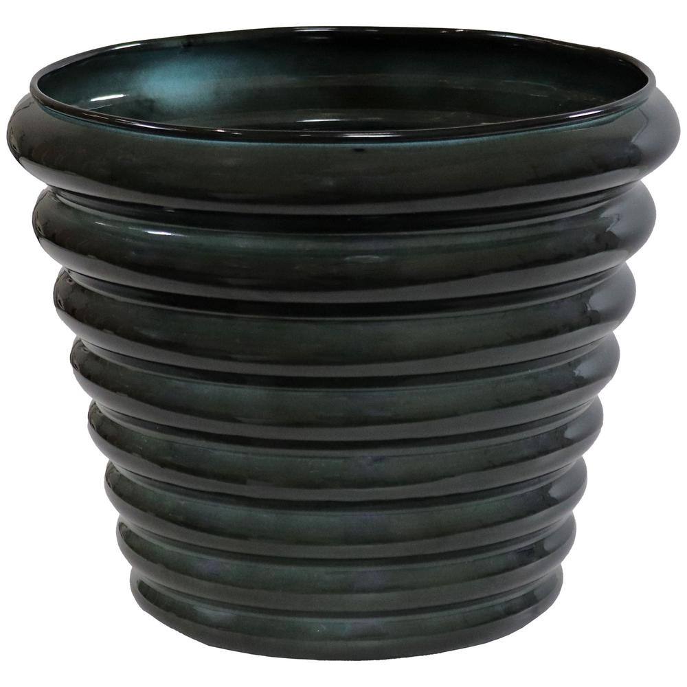 Molly 12.5" Juniper Glaze Metal Planter Set of 2