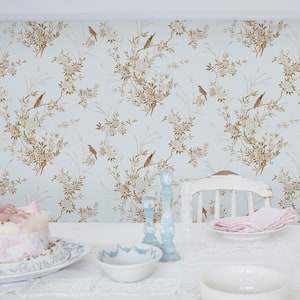 Rachel Ashwell Bird Chinoiserie Gold Wallpaper