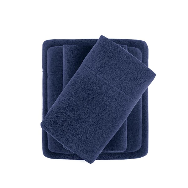TRUE NORTH Micro Fleece 3-Piece Navy Polyester Twin XL Sheet Set
