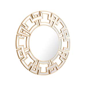 35 in. W x 37 in. H Glam Neil Gold Round Frameless Wall Mirror