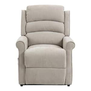 Beige Ergonomic Velvet Power Lift Recliner Chair for Elderly with Side Pocket and Remote Control