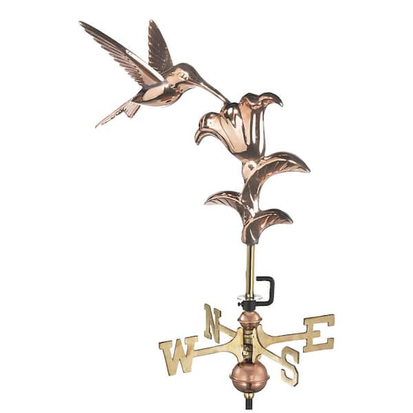 Hummingbird Cottage Weathervane - Pure Copper with Roof Mount