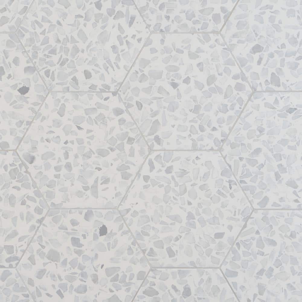 Fusion Hex Gray Terrazzo Matte Porcelain Floor and Wall Tile