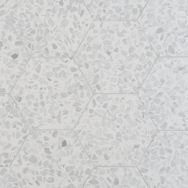 Fusion Hex Gray Terrazzo 9.13 in. x 10.51 in. Matte Porcelain Floor and Wall Tile (8.07 sq.ft. / Case)