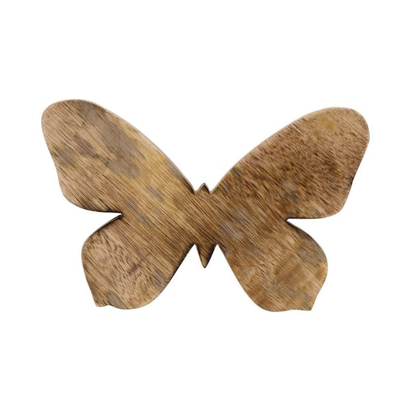 9 in. x 6 in. Brown Wood Novelty Handcrafted Butterfly Figurine