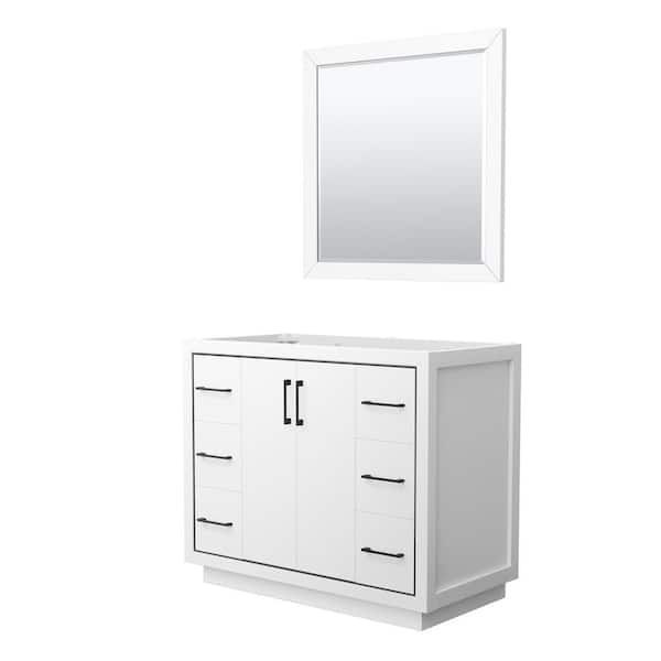 Wyndham Collection Icon 41.25 in. W x 21.75 in. D x 34.25 in. H Single Bath Vanity Cabinet without Top in White with 34" Mirror