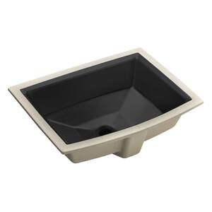 Archer 20 in. Vitreous China Undermount Bathroom Sink in Black with Overflow Drain