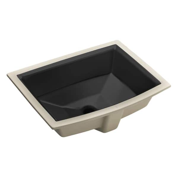 KOHLER Archer 20 in. Vitreous China Undermount Bathroom Sink in Black with Overflow Drain