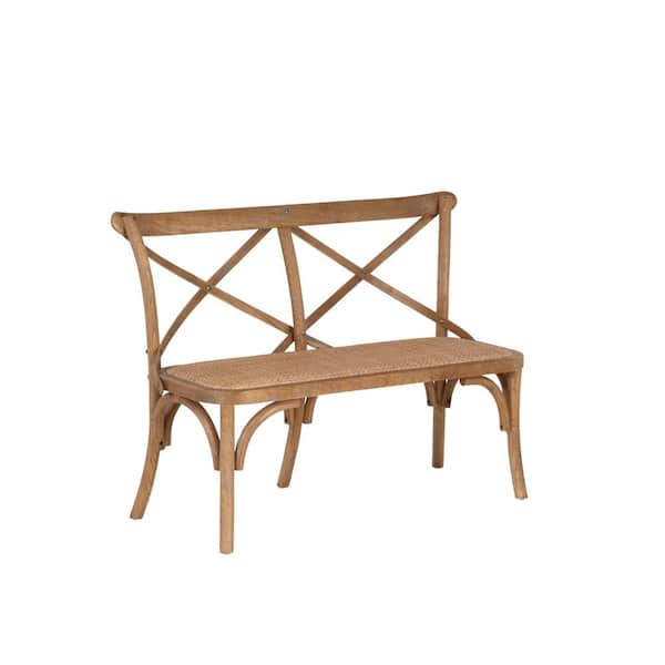 Linon Home Decor Posy Natural Brown Bentwood Dining Bench X-Back 48.25 in. W
