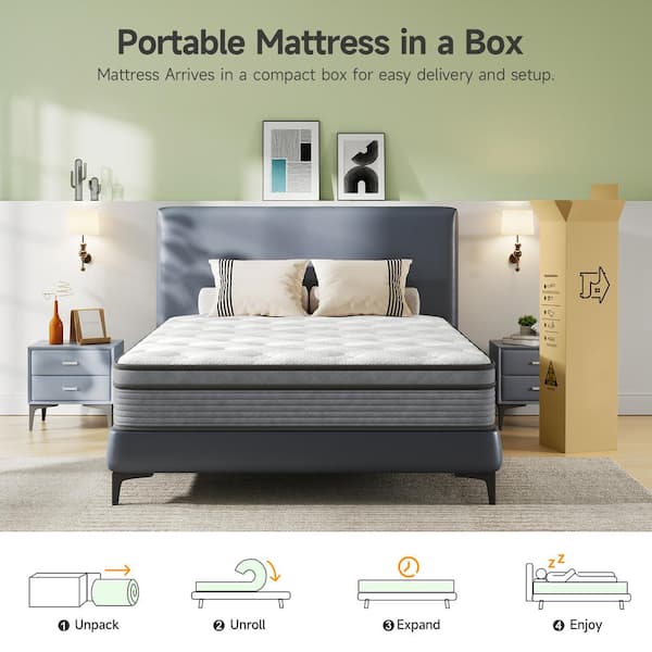 Twin Medium Hybrid Memory Foam, Individual Pocket Spring 12 in. Bed-in-a-Box Mattress