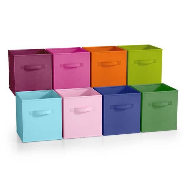 Sorbus Storage Cubes Handles, Multicolored 10.5 in. W x 11 in. H  Fabric Decorative Basket Set of 8, Foldable Closet Organizers
