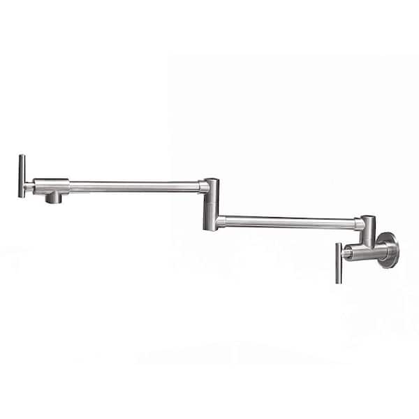 Brass Wall Mounted Pot Filler in Brushed Nickel