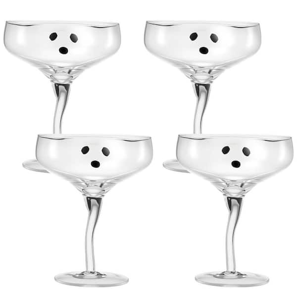 13 oz. Clear Ghost Margarita Glasses, Halloween Ghost Wine Glasses Reusable Cups for Halloween Party (Set of 4)