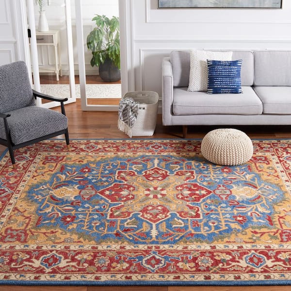 Antiquity 8 ft. x 10 ft. Red/Blue Traditional Medallion Area Rug