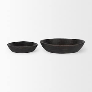 Nikita Set of 2 Large Black-Brown Reclaimed Wood Bowls