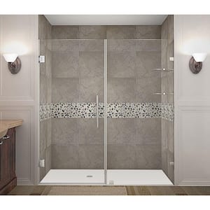 Nautis GS 76 in. x 72 in. Completely Frameless Hinged Shower Door with Glass Shelves in Chrome