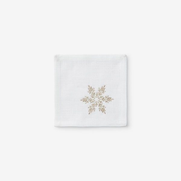 Company Cotton Metallic Snowflake 6 in. W x 6 in. H Metallic Gold Cotton Napkins Set of 4