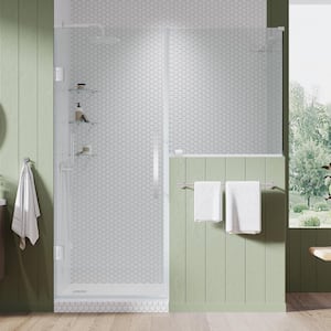 Tampa-Pro 47 7/8 in.W x 72 in.H Rectangular Pivot Frameless Corner Shower Enclosure in CHR w/Buttress Panel and Shelves