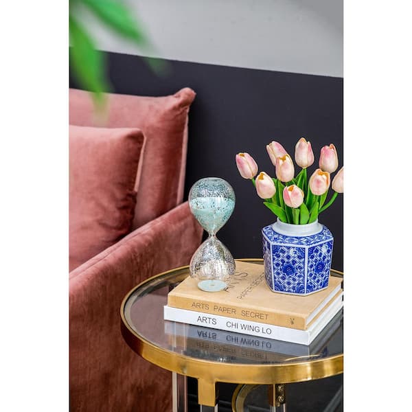 3.6 in. x 10 in. H 60-Minute Hourglass-Silvered Glass with Jade Sand