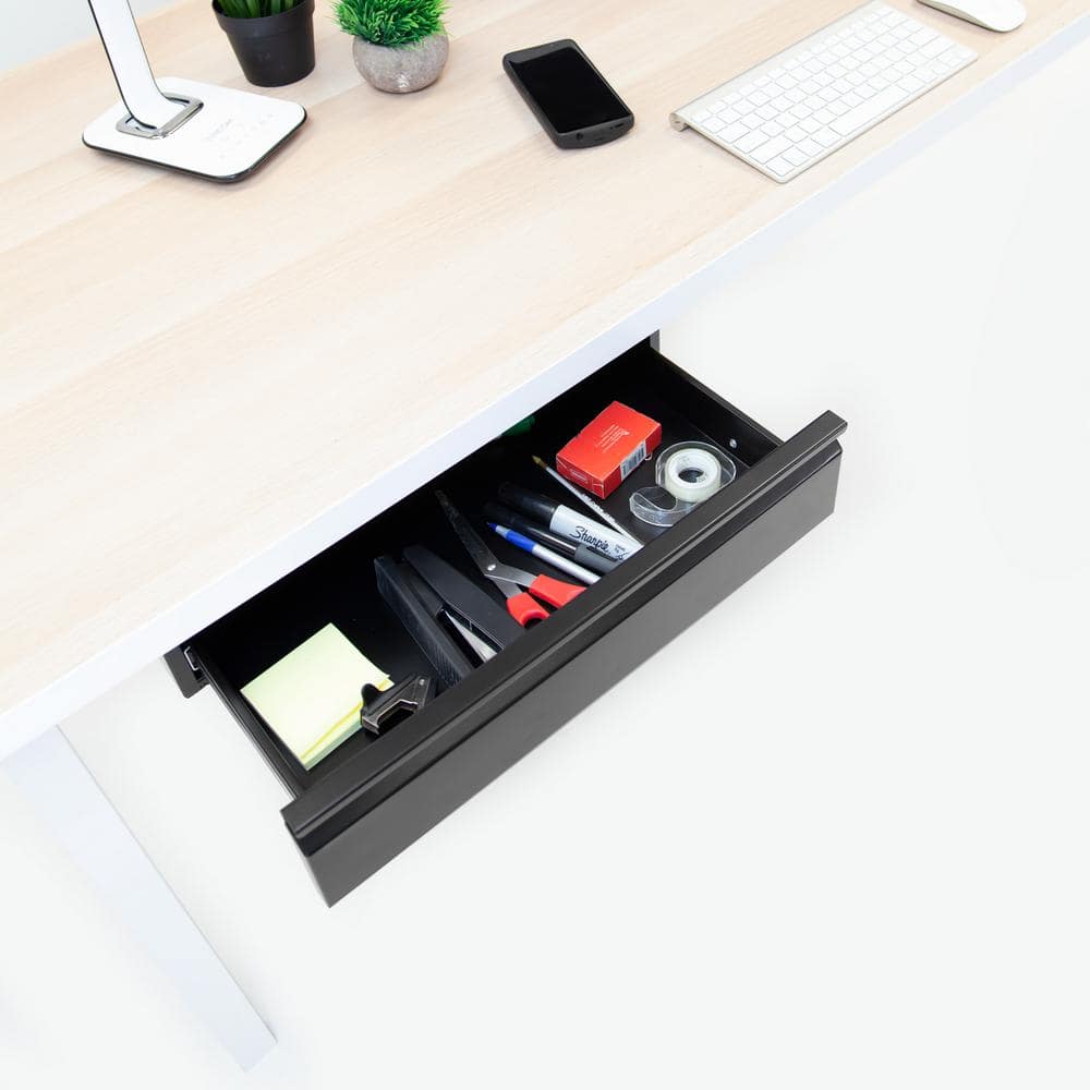 Matte Black Steel Under Desk Pull-Out Drawer Kit