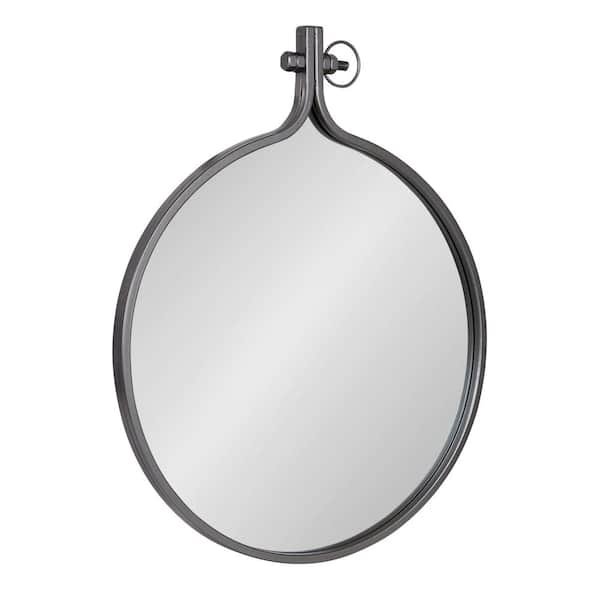 Kate and Laurel Medium Round Gray Gothic Mirror (28.28 in. H x 23.5 in. W)