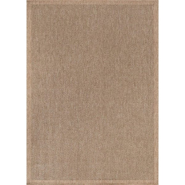 Easy Jute Natural 5 ft. x 7 ft. Stripes Indoor Outdoor Area Rug