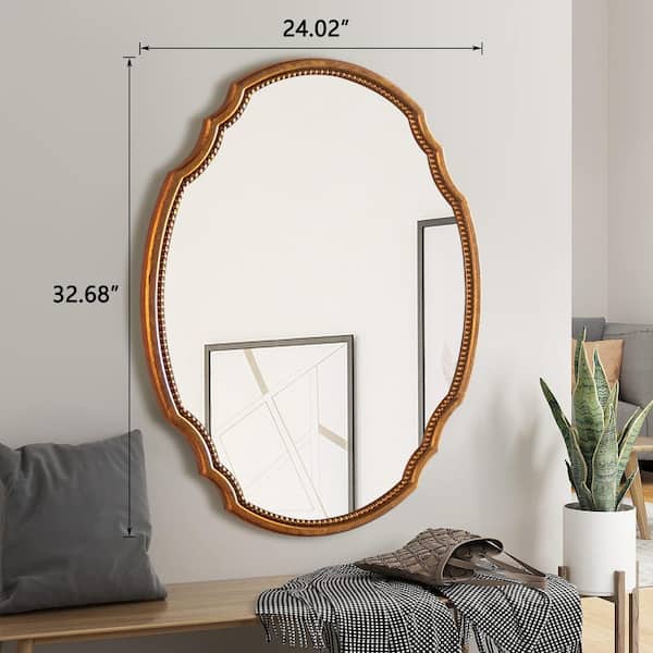 Vsmile Gold 23.62 in. x 23.62 in. x 1.18 in. Round Wavy Mirror