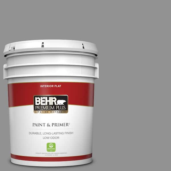 BEHR PREMIUM PLUS 5 gal. #N520-4 Cool Ashes Flat Low Odor Interior Paint & Primer