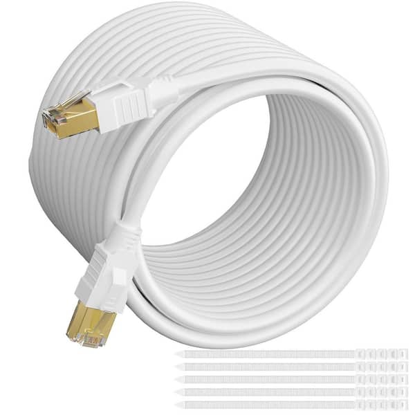 Ethernet Cable 30 ft. High Speed 40 Gbps 2000Mhz Braided HDMI Network Internet Cable with Gold Plated in Gray