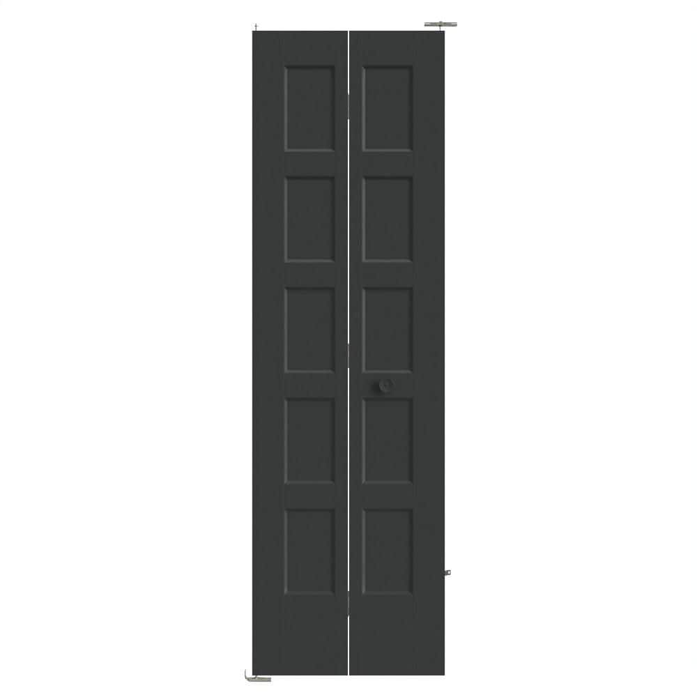 Masonite 24 in. x 80 in. 5-Panel Bayshore Hollow Core Jet Black Molded ...