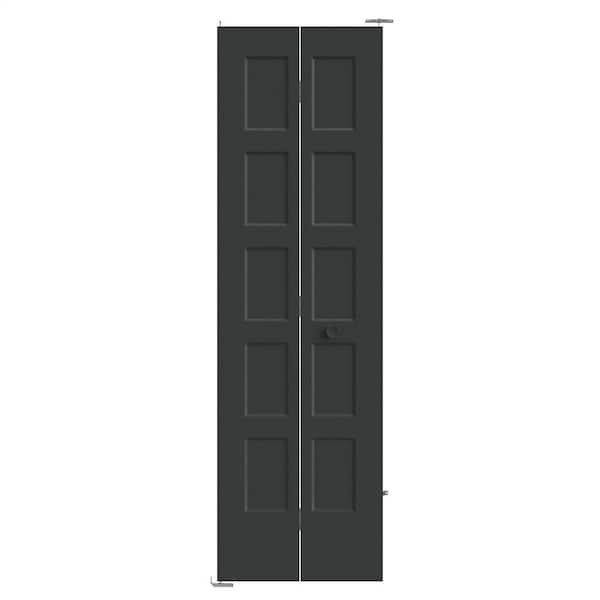 Masonite 24 in. x 80 in. 5-Panel Bayshore Hollow Core Jet Black Molded Composite Bi-Fold Door