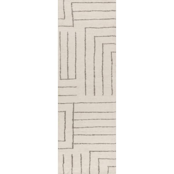 Outpost Graphic Ivory 2 ft. x 8 ft. Indoor/Outdoor Patio Runner Rug