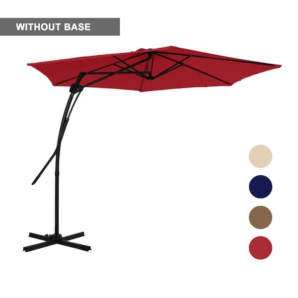 10 ft. Hexagon Steel Offset Patio Umbrella in Red