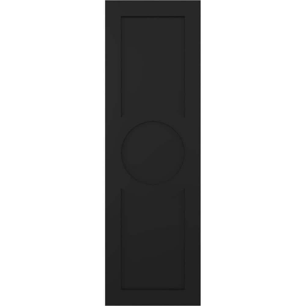 18 in. x 40 in. True Fit PVC Center Circle Arts and Crafts Fixed Mount Flat Panel Shutters Pair in Black price history on PriceWatchPro