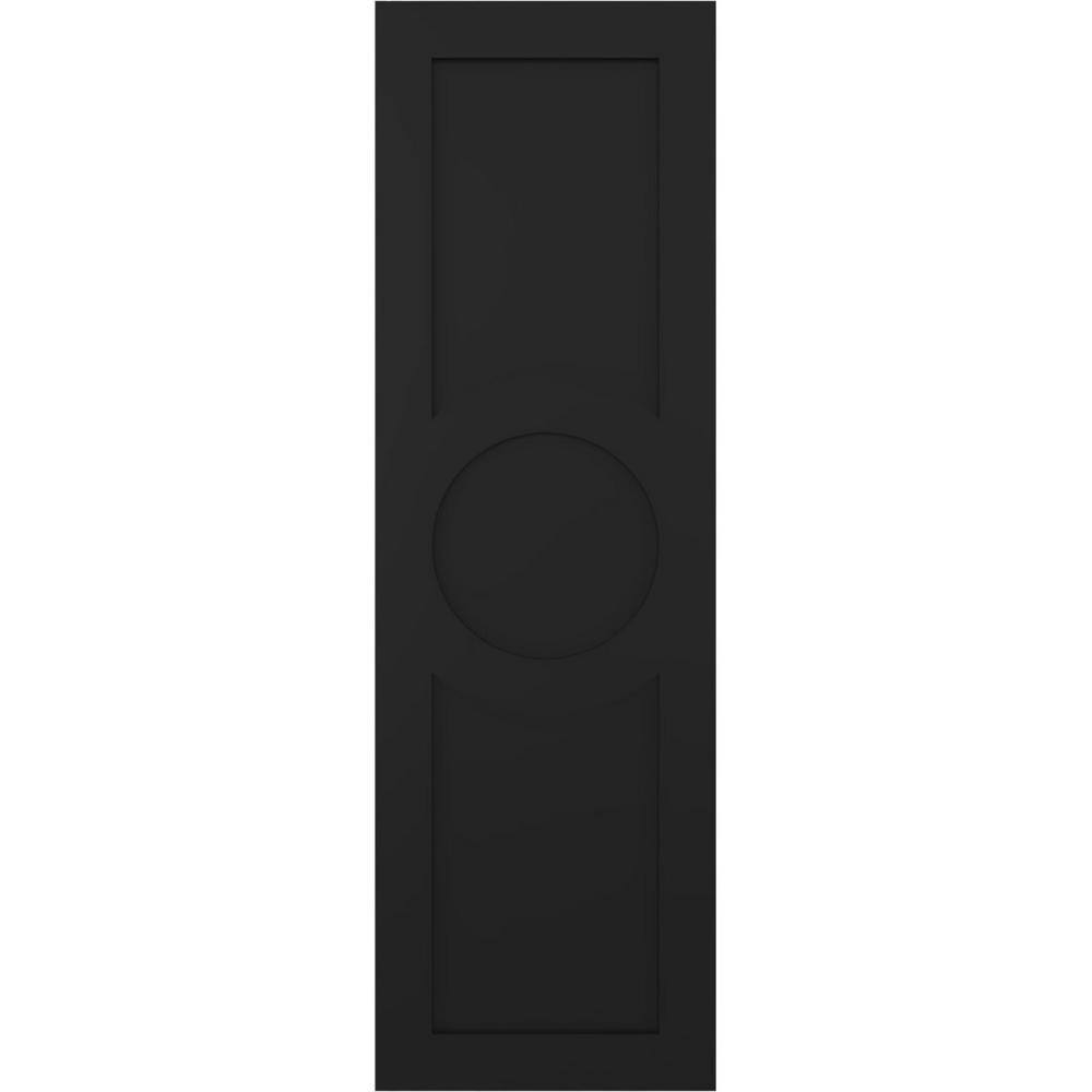 18 in. x 46 in. True Fit PVC Center Circle Arts & Crafts Fixed Mount Flat Panel Shutters Pair in Black price history on PriceWatchPro