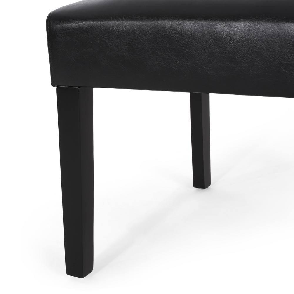 Midnight Black Faux Leather Tufted Dining Side Chairs, Set of 2