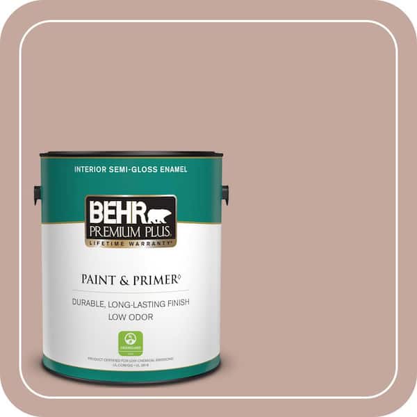 BEHR PREMIUM PLUS 1 gal. Home Decorators Collection #HDC-NT-06 Patchwork Pink Semi-Gloss Enamel Low Odor Interior Paint & Primer
