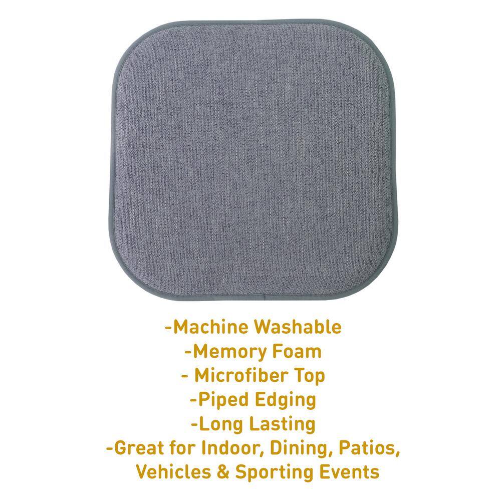 Alexis Blue and Gray Memory Foam Chair Cushion Set, 16" x 16", 6 Pack