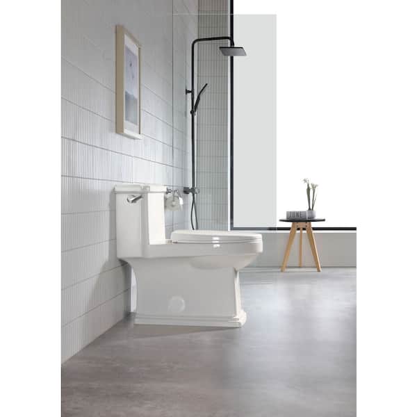 12 in. 1-piece 1.28 GPF Single Flush Elongated Toilet with UF seat